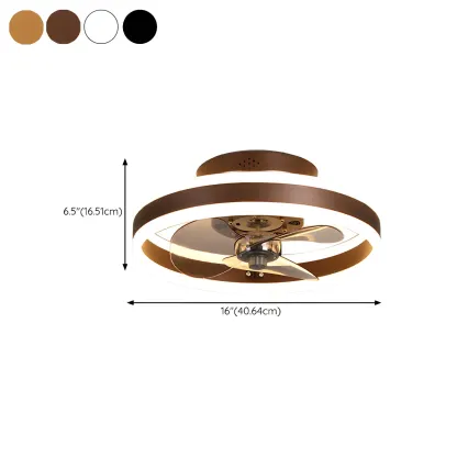 16" Round Flush Mount Ceiling Fan with Light Remote for Bedroom