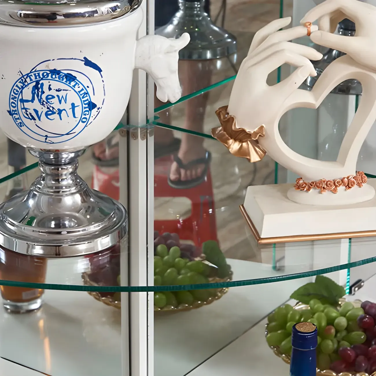 Classic White Wood Glass Display 5-Shelf Corner Cabinet Image - 7