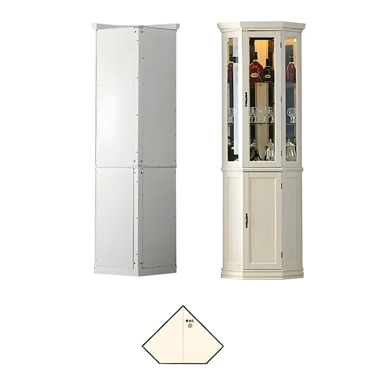 Classic White Wood Glass Display 5-Shelf Corner Cabinet | HomeyFad