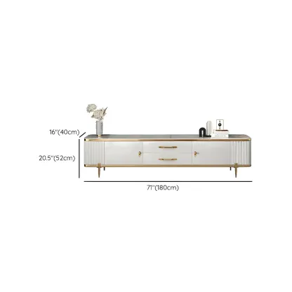 Stylish White Stone TV Stand with Metal Frame for Living Room #size