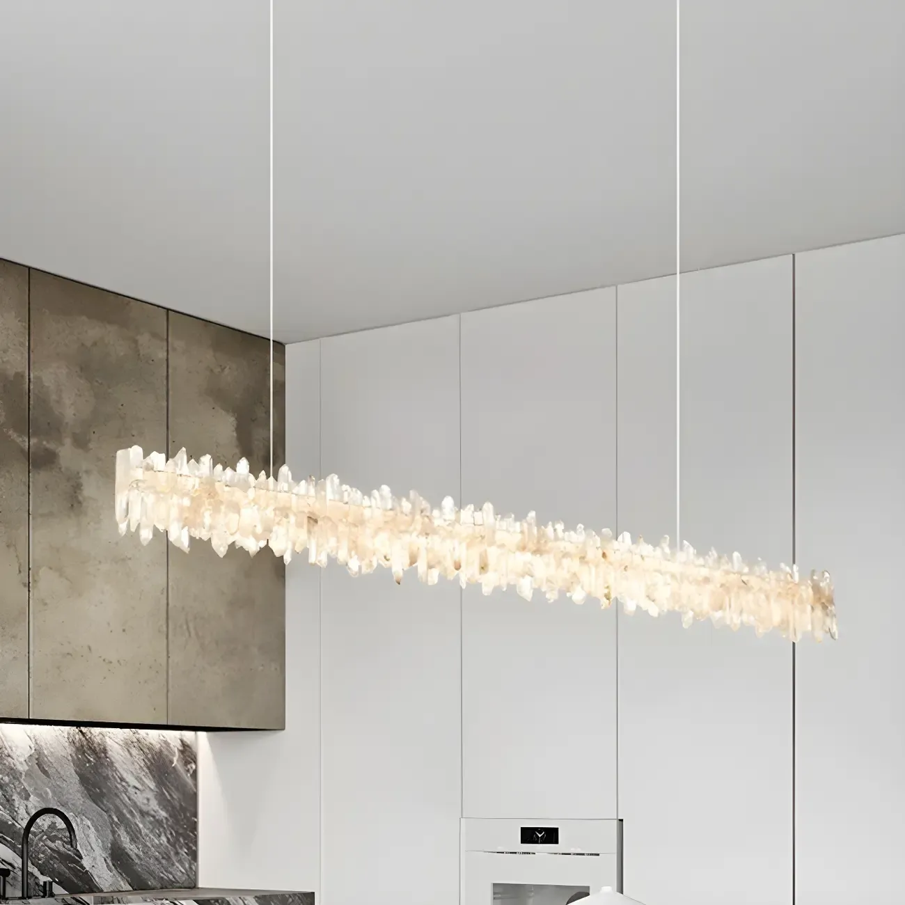 Modern Crystal LED Island Light for Dining Room Area Image - 4