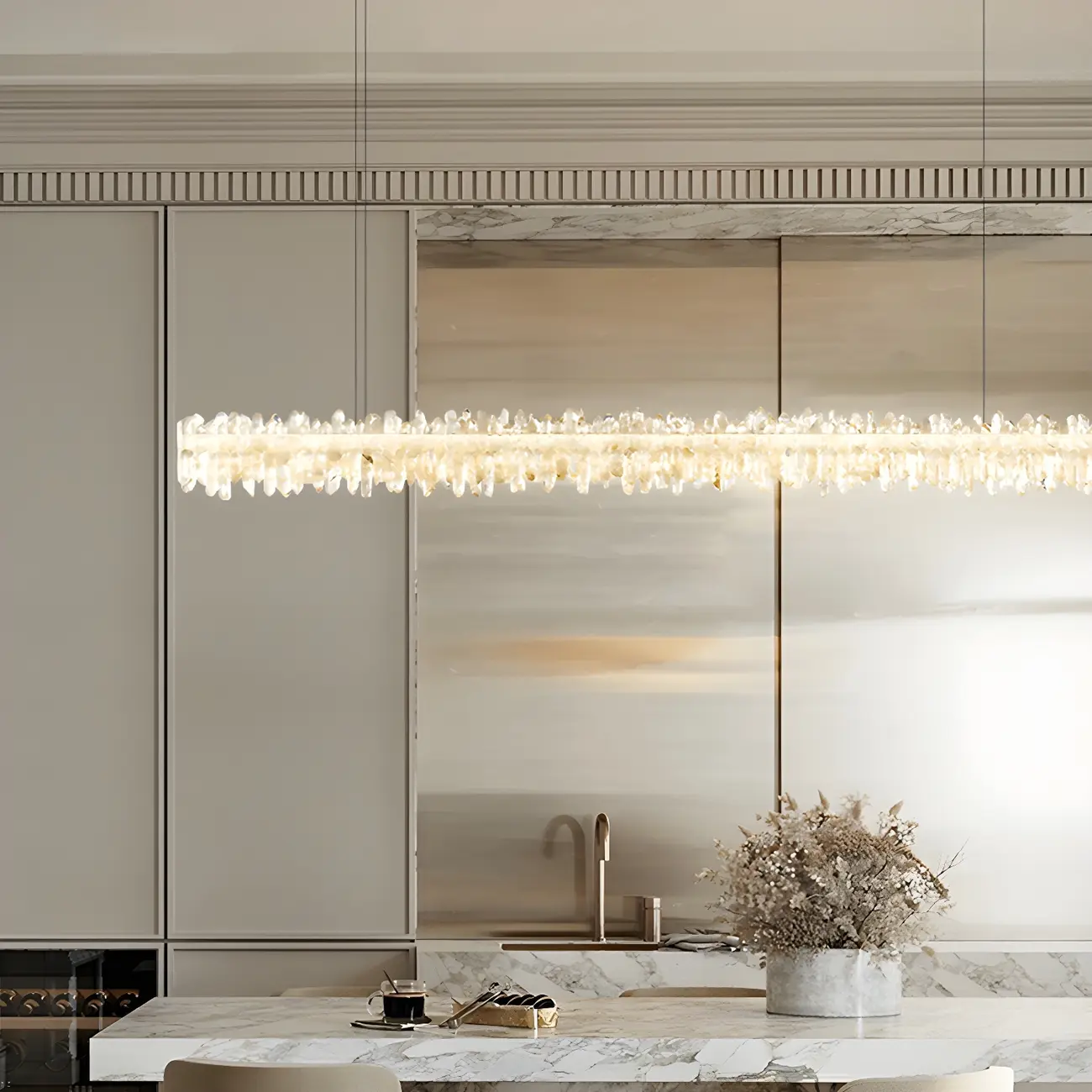 Modern Crystal LED Island Light for Dining Room Area Image - 2 | homeyfad
