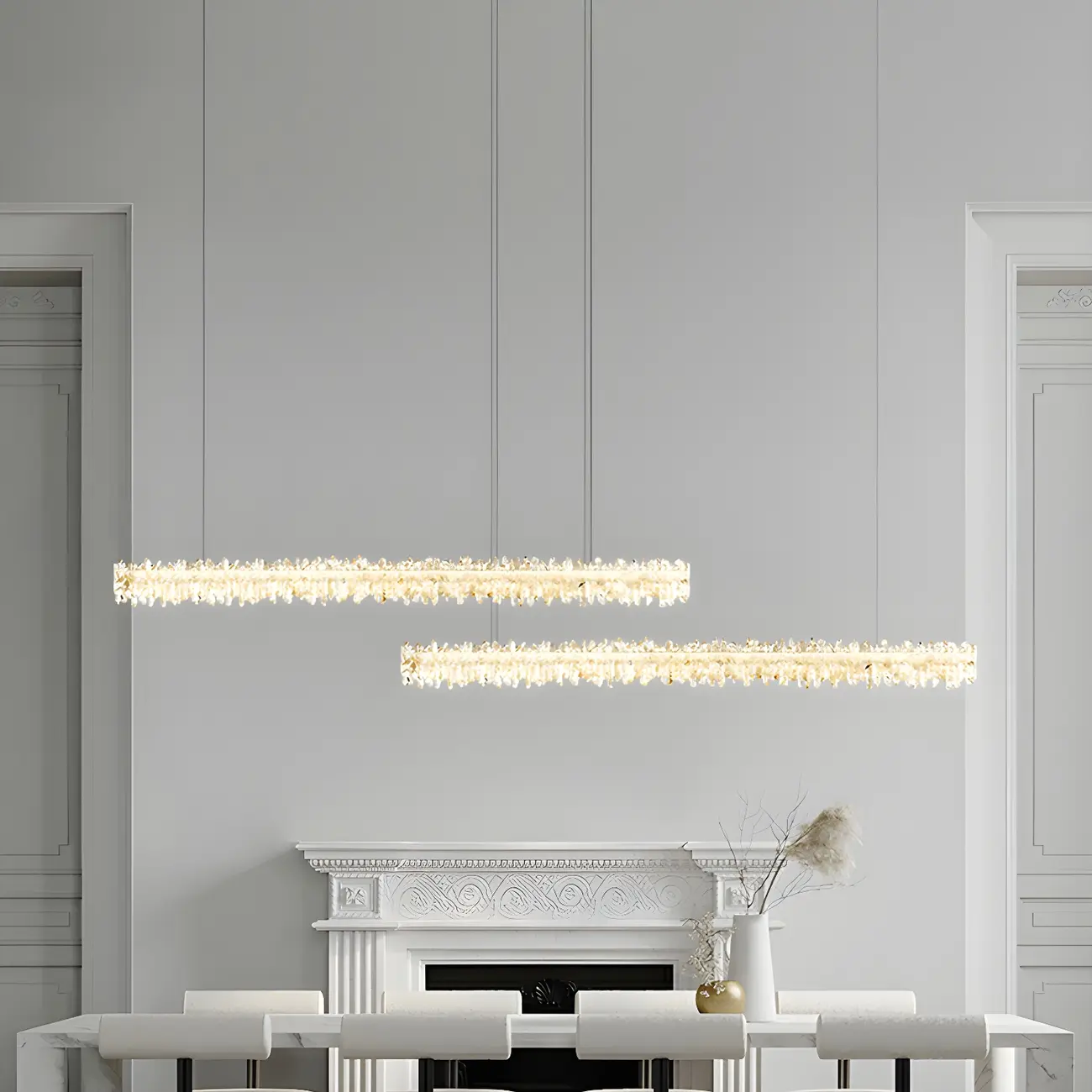Modern Crystal LED Island Light for Dining Room Area Image - 1 | homeyfad