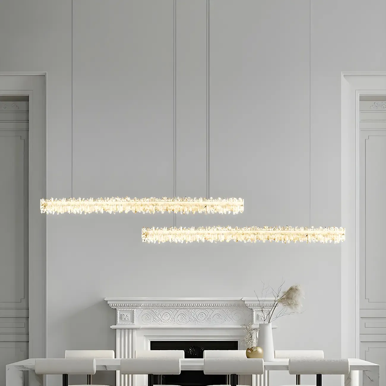 Modern Crystal LED Island Light for Dining Room Area Image - 1