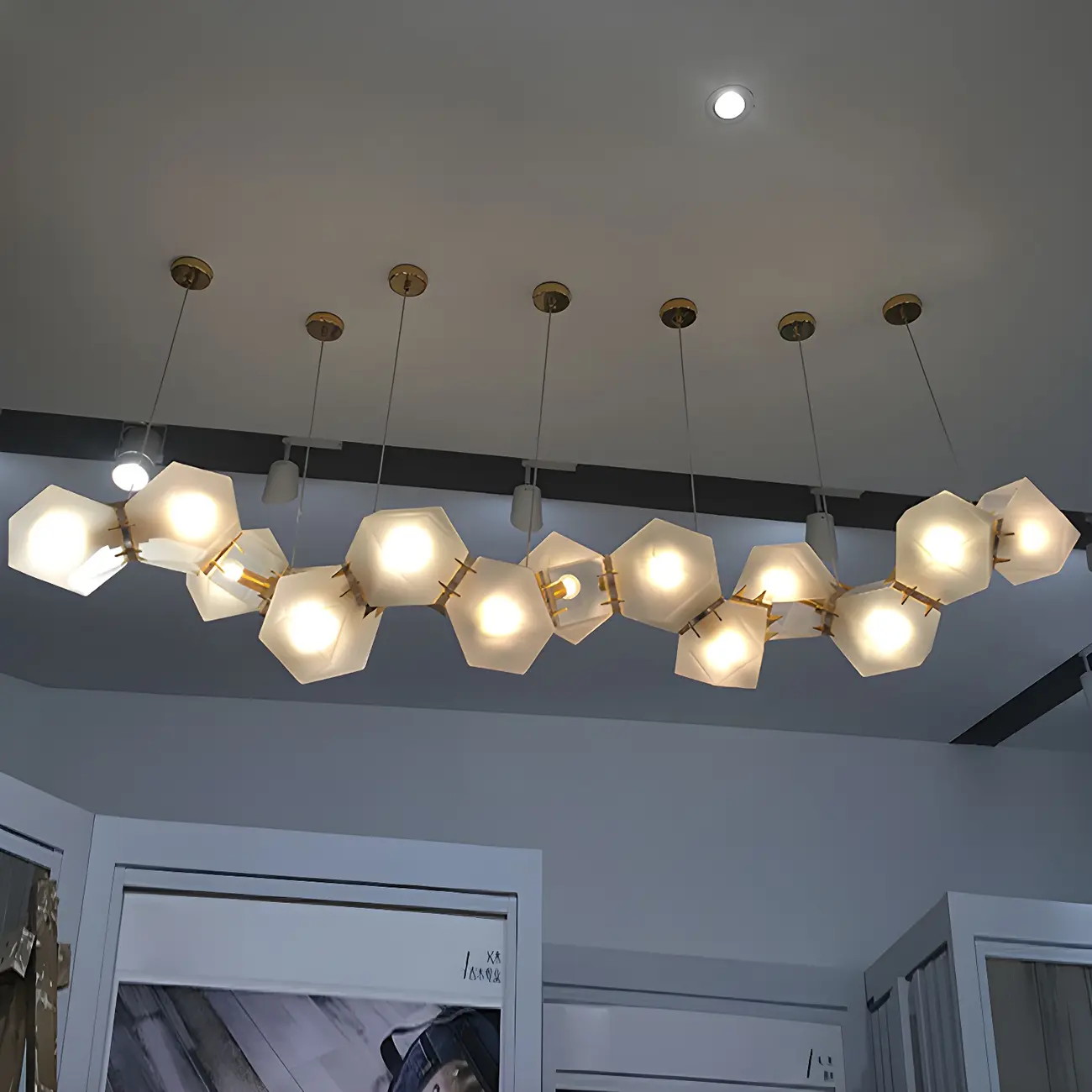 Simple Modern Glass Hexagonal Pendant Light Image - 1 | homeyfad