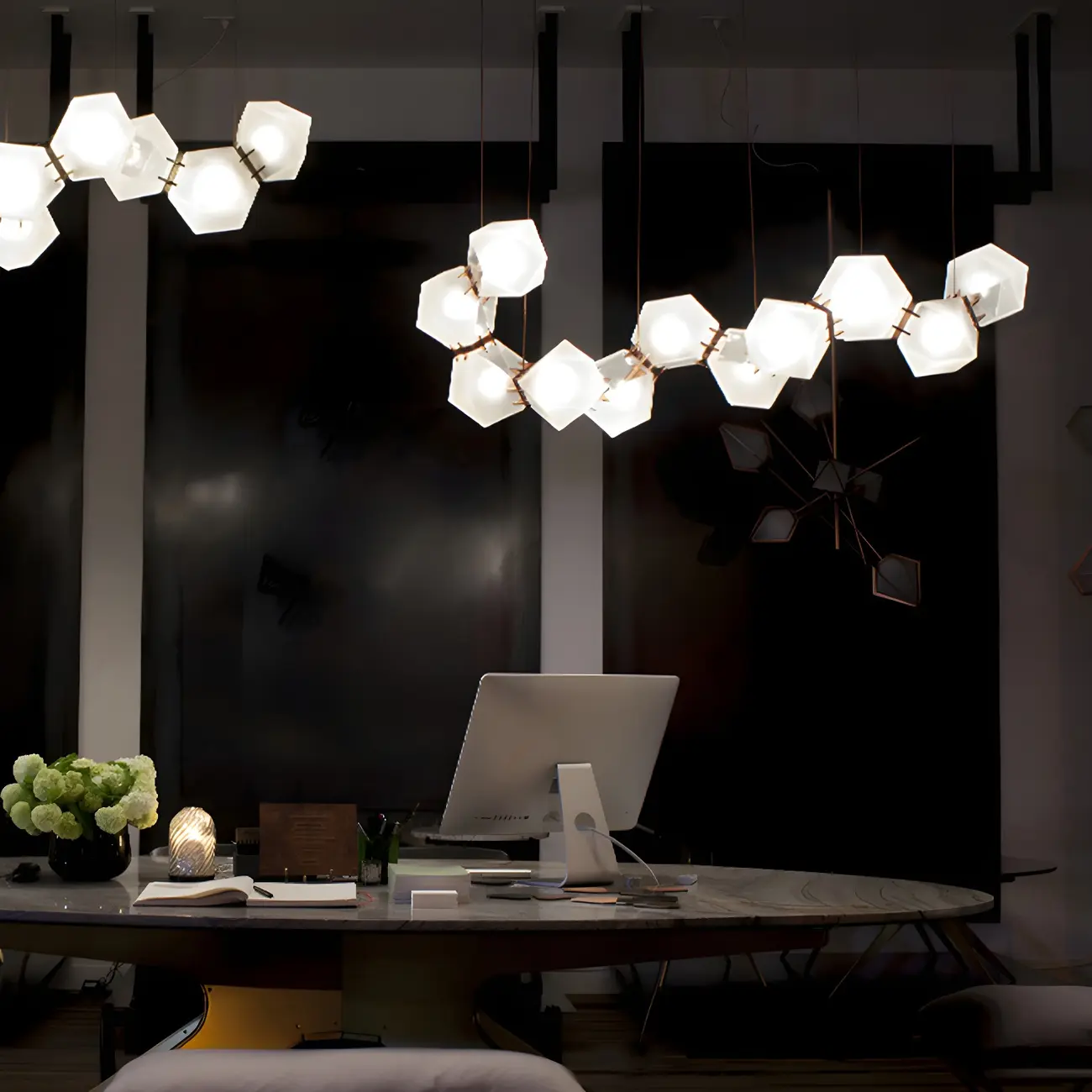 Simple Modern Glass Hexagonal Pendant Light Image - 4 | homeyfad