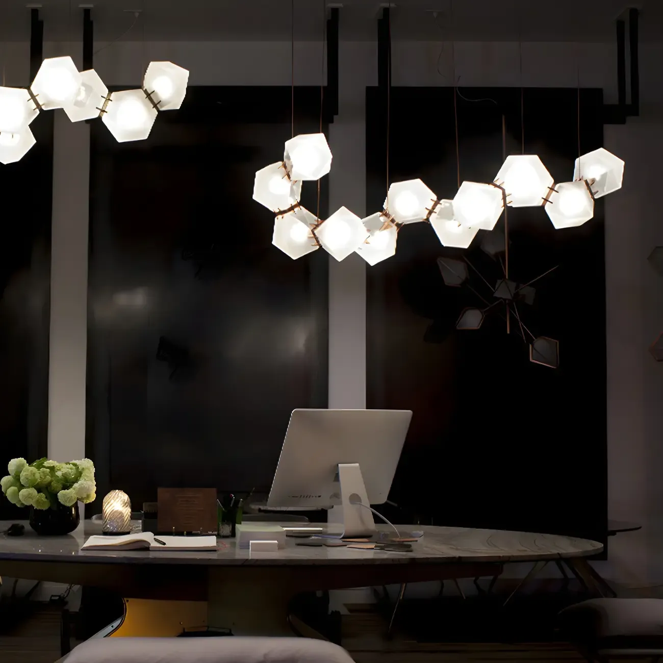 Simple Modern Glass Hexagonal Pendant Light Image - 4
