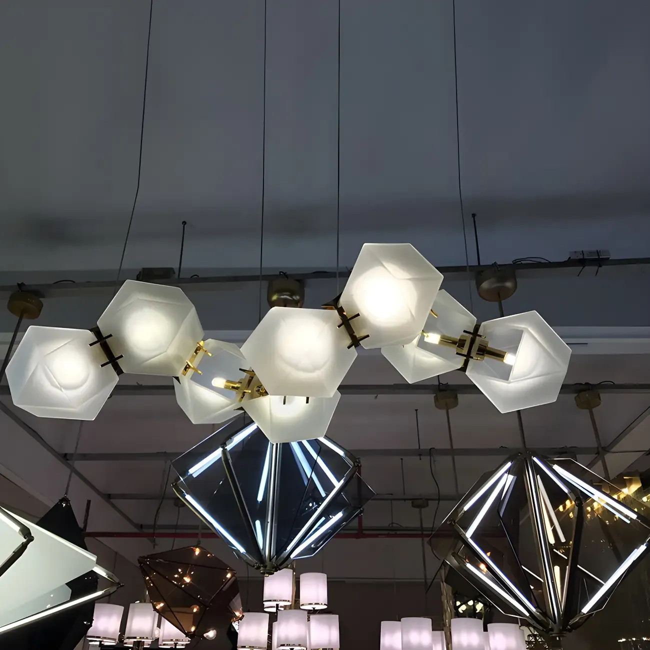 Simple Modern Glass Hexagonal Pendant Light Image - 7
