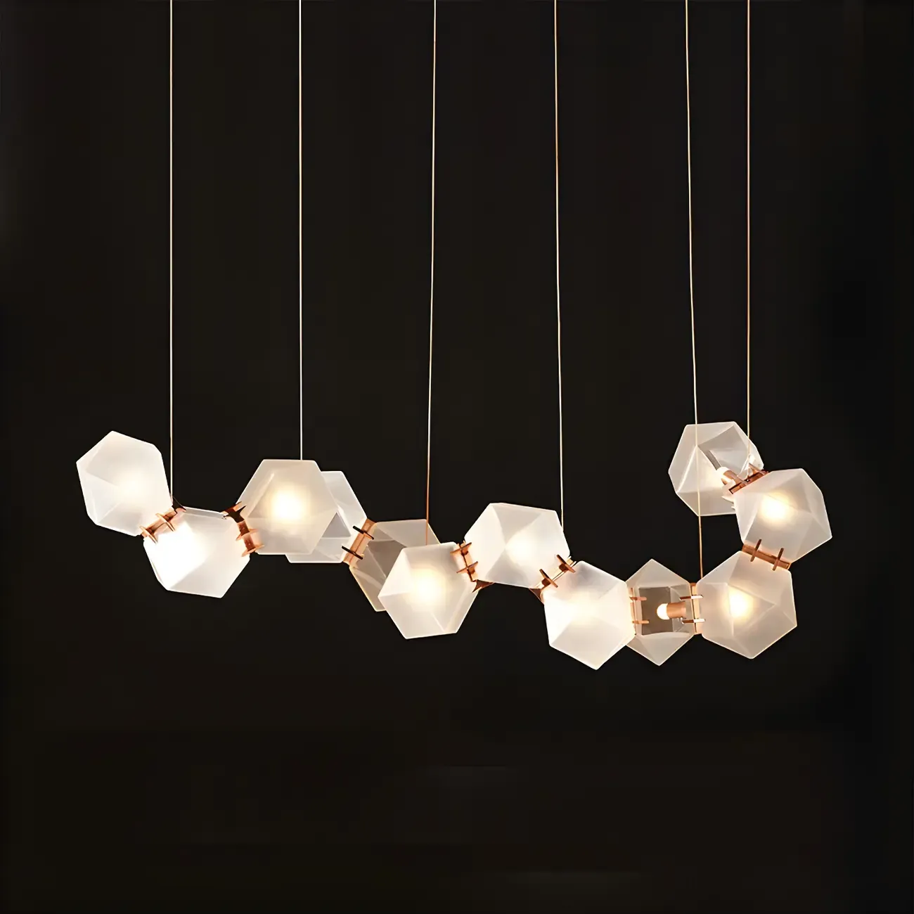 Simple Modern Glass Hexagonal Pendant Light Image - 2