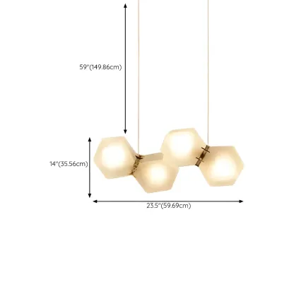 Simple Modern Glass Hexagonal Pendant Light #size
