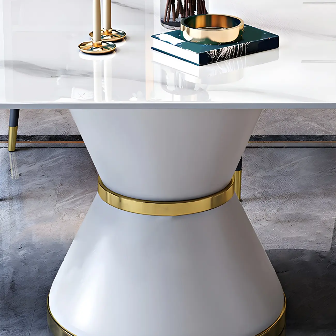 Modern White Marble Extendable Dining Table for 6 Image - 2 | homeyfad