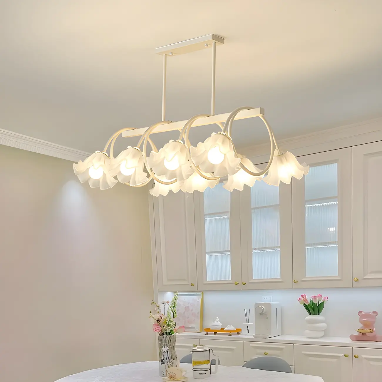 Contemporary Glass Floral Island Pendant Light Image - 2 | homeyfad