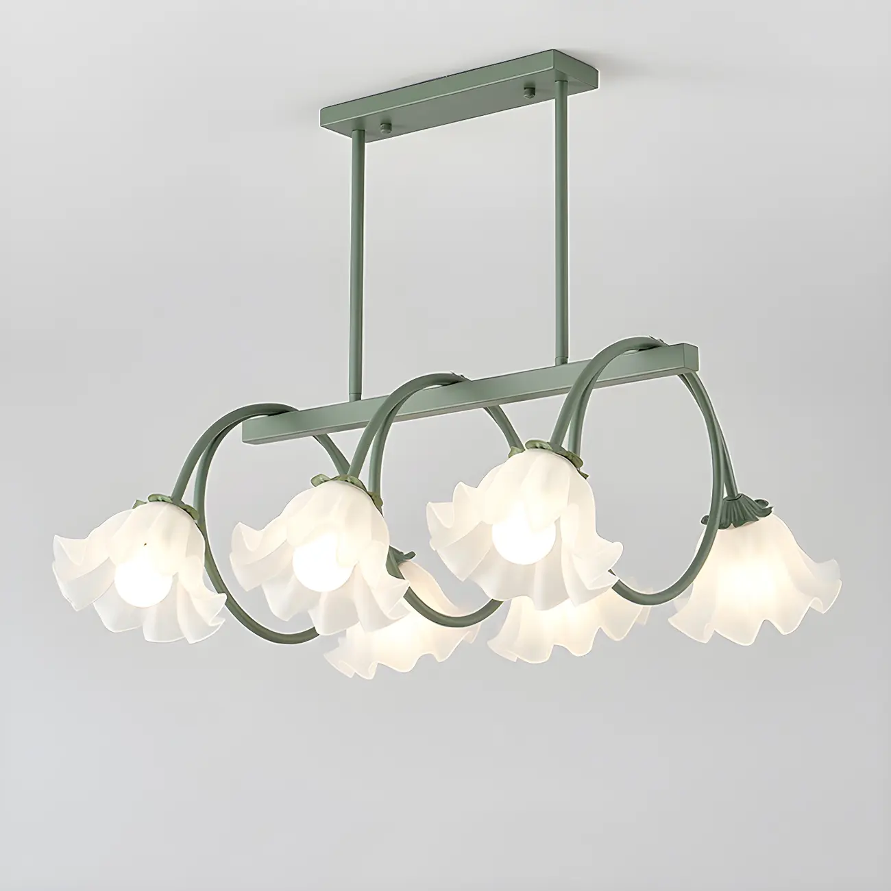 Contemporary Glass Floral Island Pendant Light Image - 3 | homeyfad