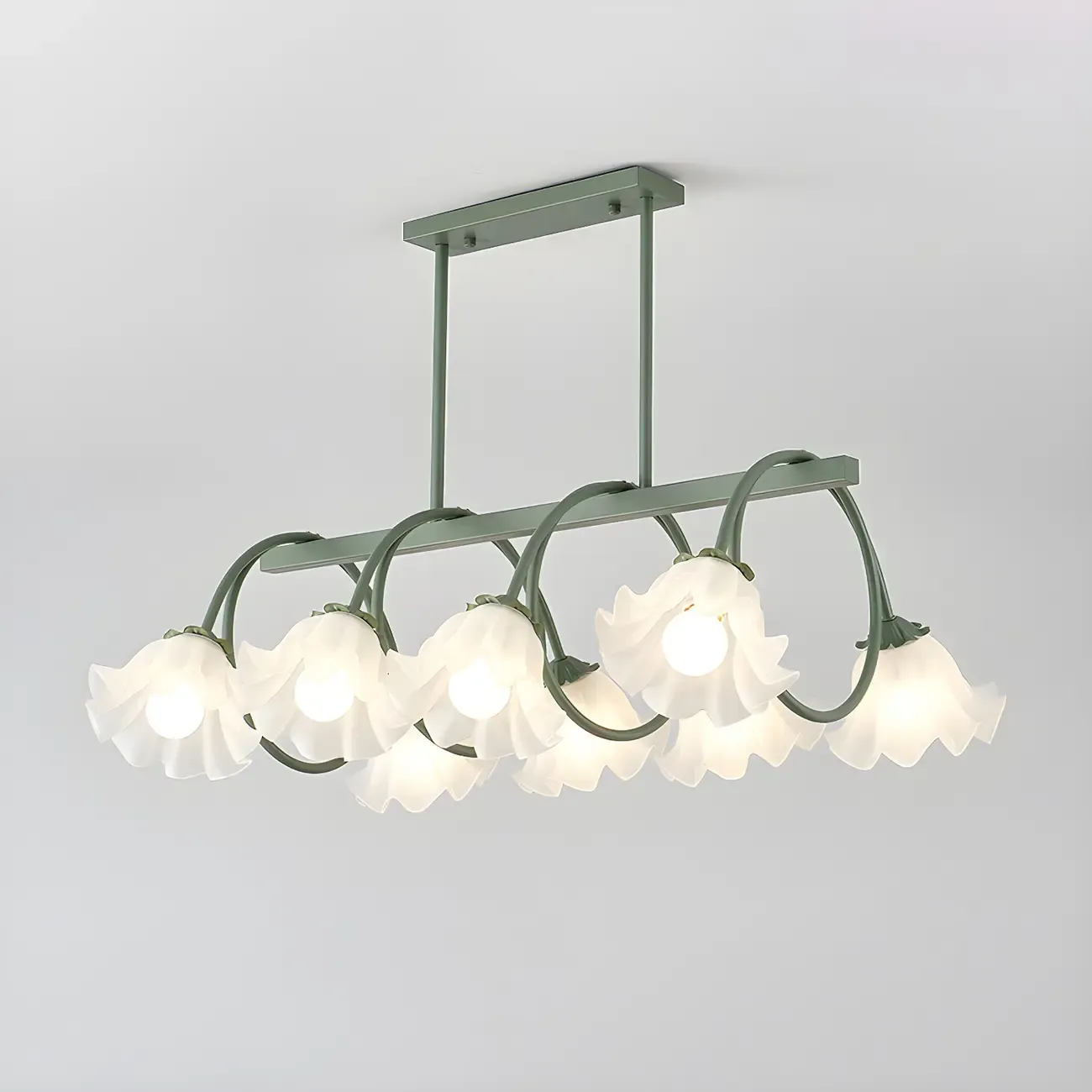 Contemporary Glass Floral Island Pendant Light Image - 4