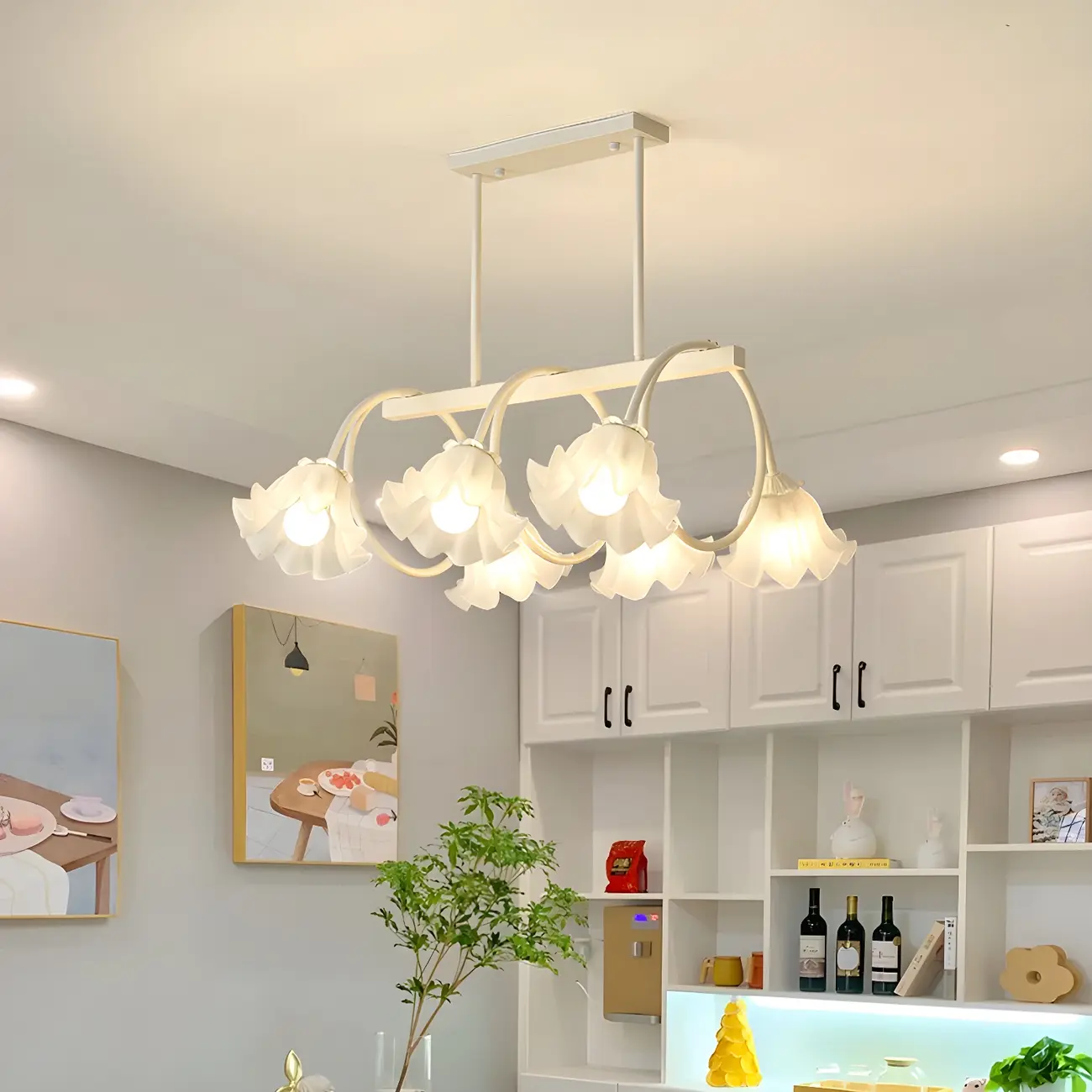 Contemporary Glass Floral Island Pendant Light Image - 6 | homeyfad