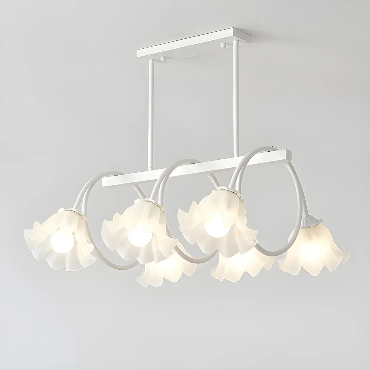 Contemporary Glass Floral Island Pendant Light Image - 8