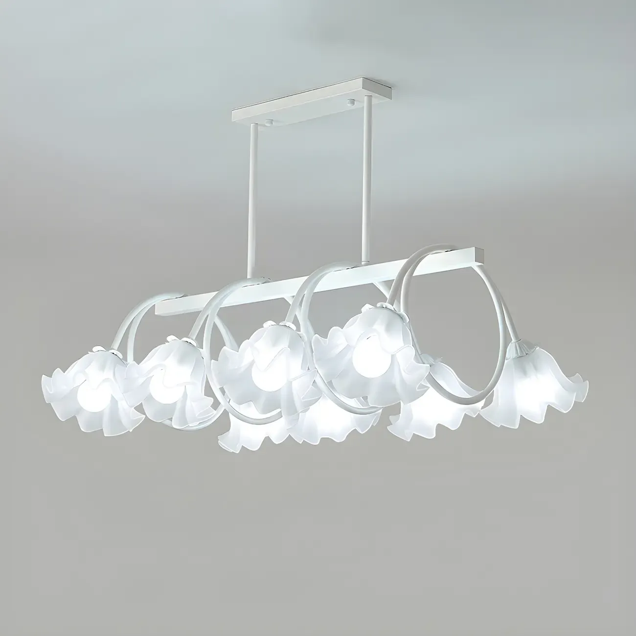 Contemporary Glass Floral Island Pendant Light Image - 9