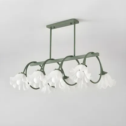 Contemporary Glass Floral Island Pendant Light Image - 10