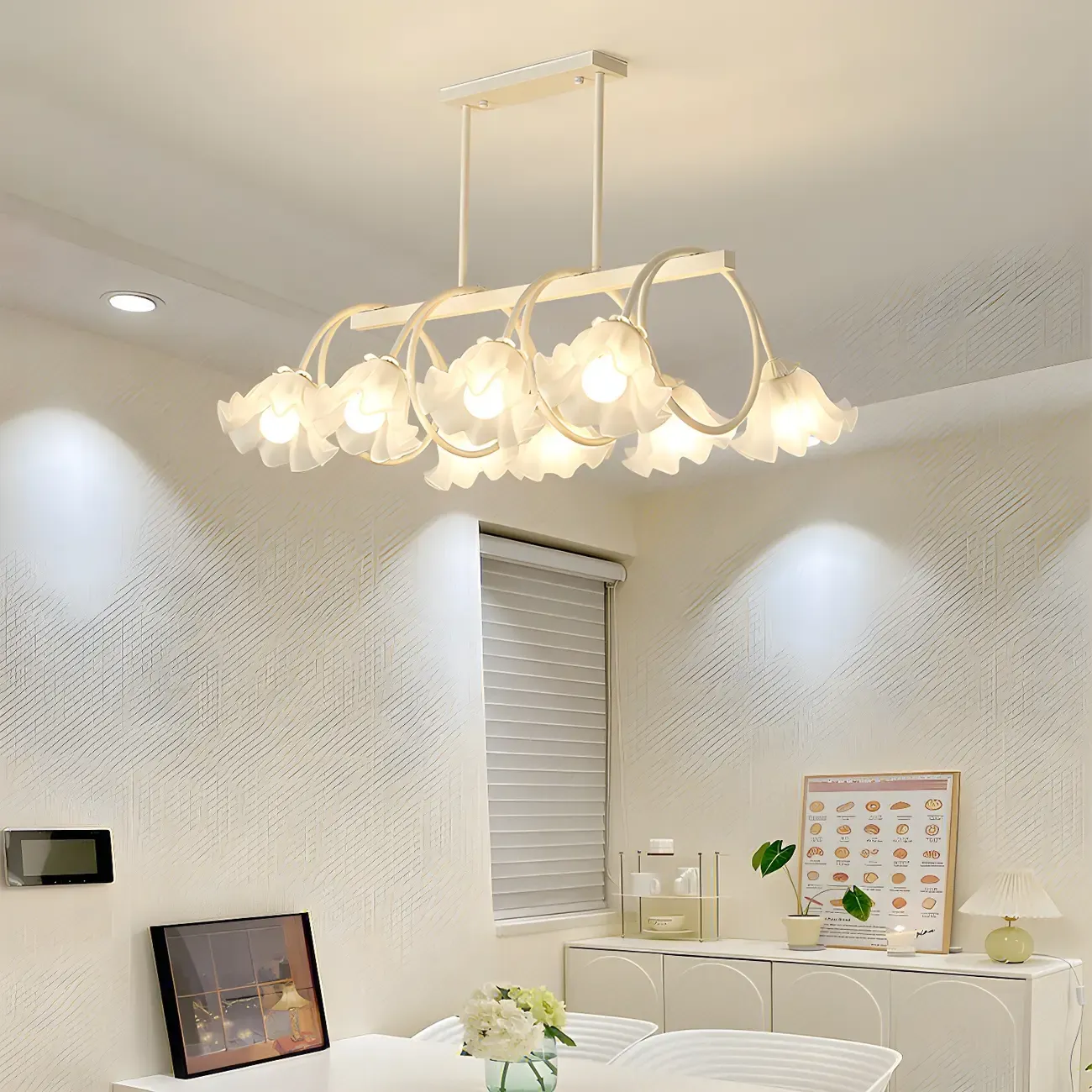 Contemporary Glass Floral Island Pendant Light Image - 15