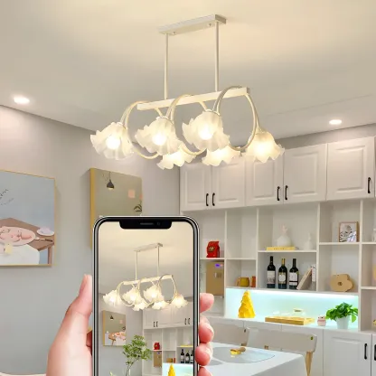 Contemporary Glass Floral Island Pendant Light Image - 17