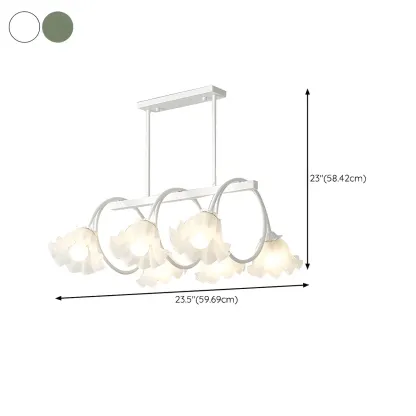 Contemporary Glass Floral Island Pendant Light #size