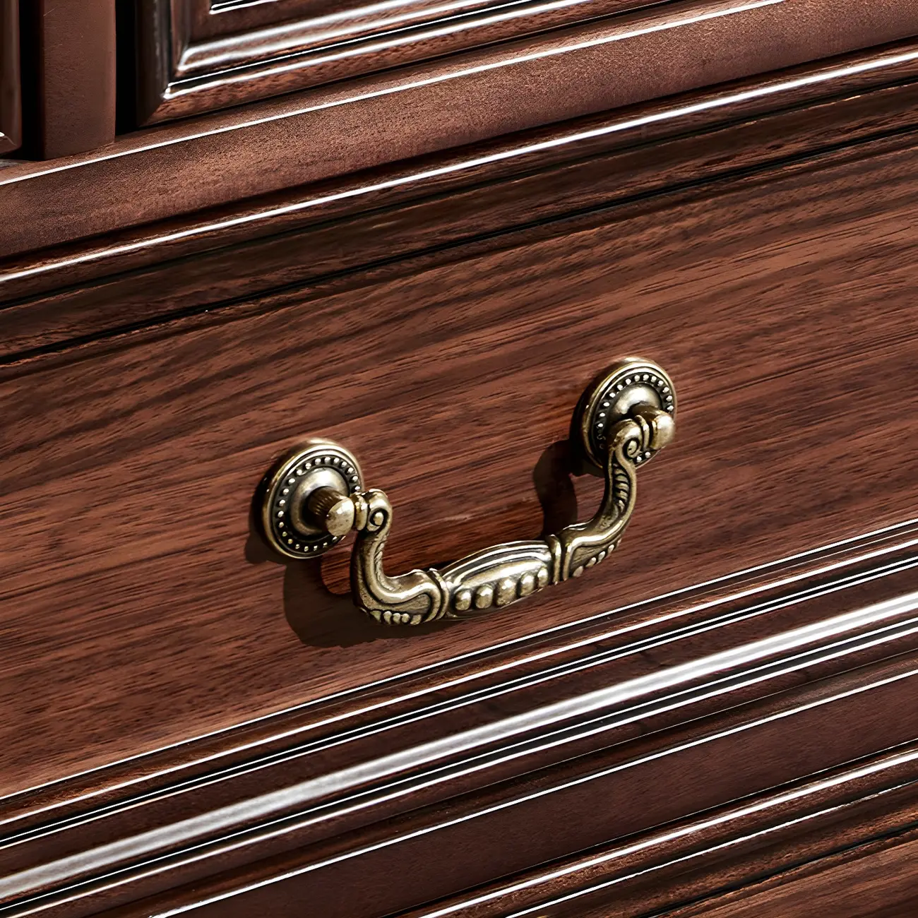 Vintage Brown Walnut Wooden Double Dresser with 9-Drawers Image - 9 | homeyfad