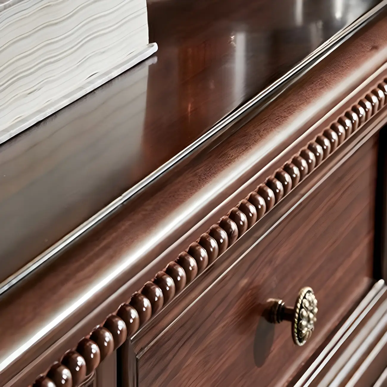 Vintage Brown Walnut Wooden Double Dresser with 9-Drawers Image - 11 | homeyfad