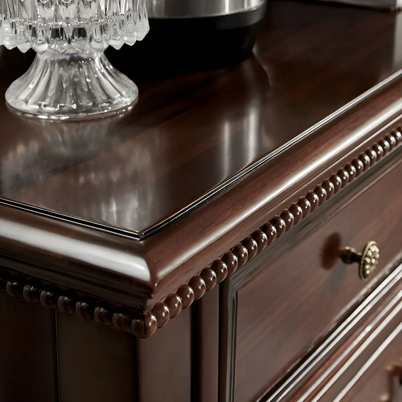 Vintage Brown Walnut Wooden Double Dresser with 9-Drawers Image - 16 | homeyfad