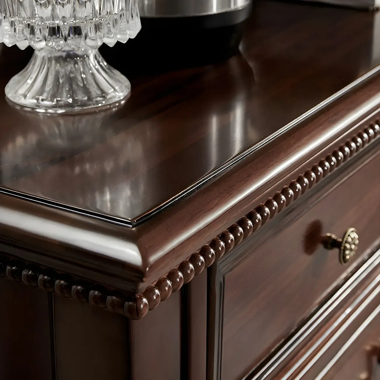 Vintage Brown Walnut Wooden Double Dresser with 9-Drawers Image - 16