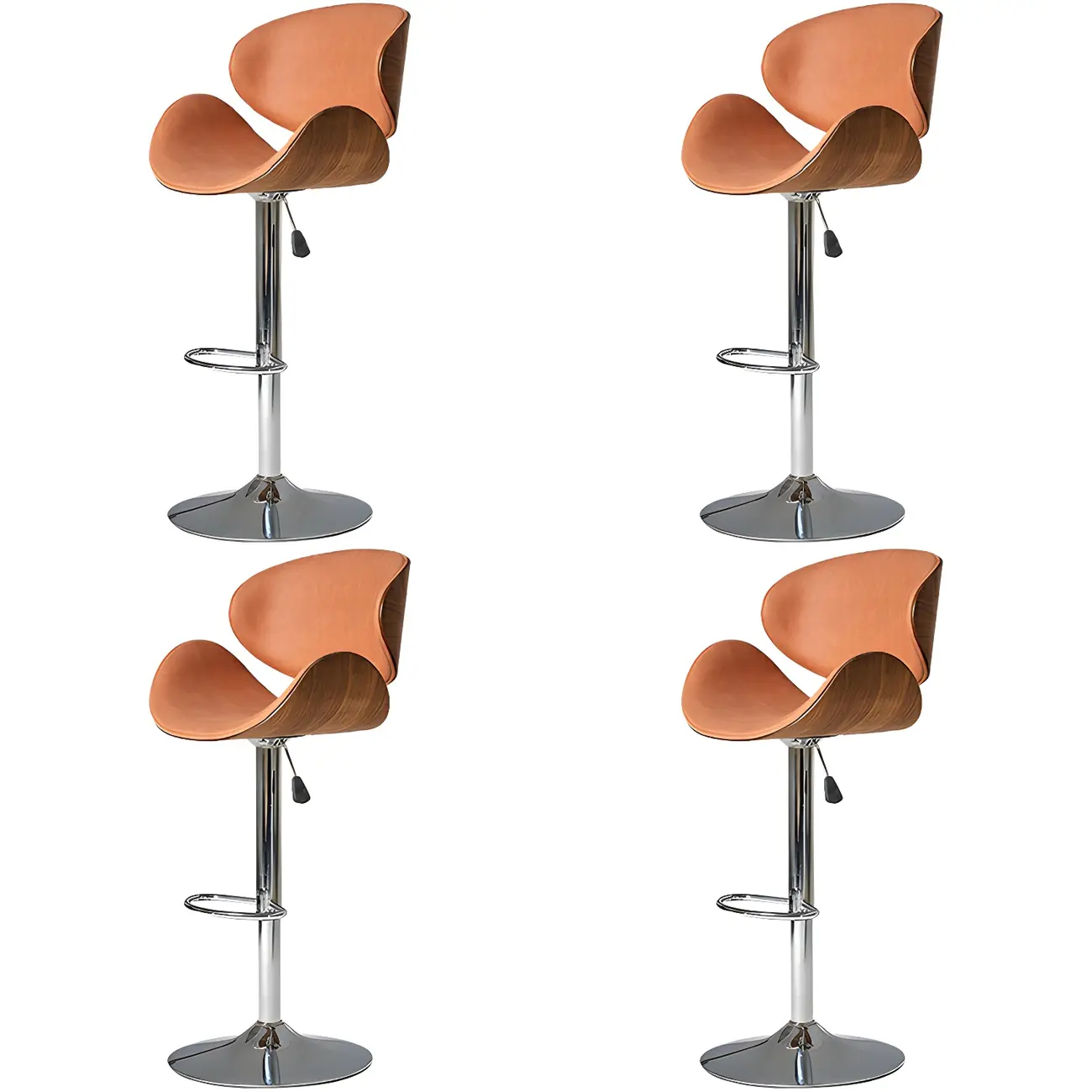 Glam Brown Leather Adjustable Bar Stools with Cushion for Home Image - 7 | homeyfad