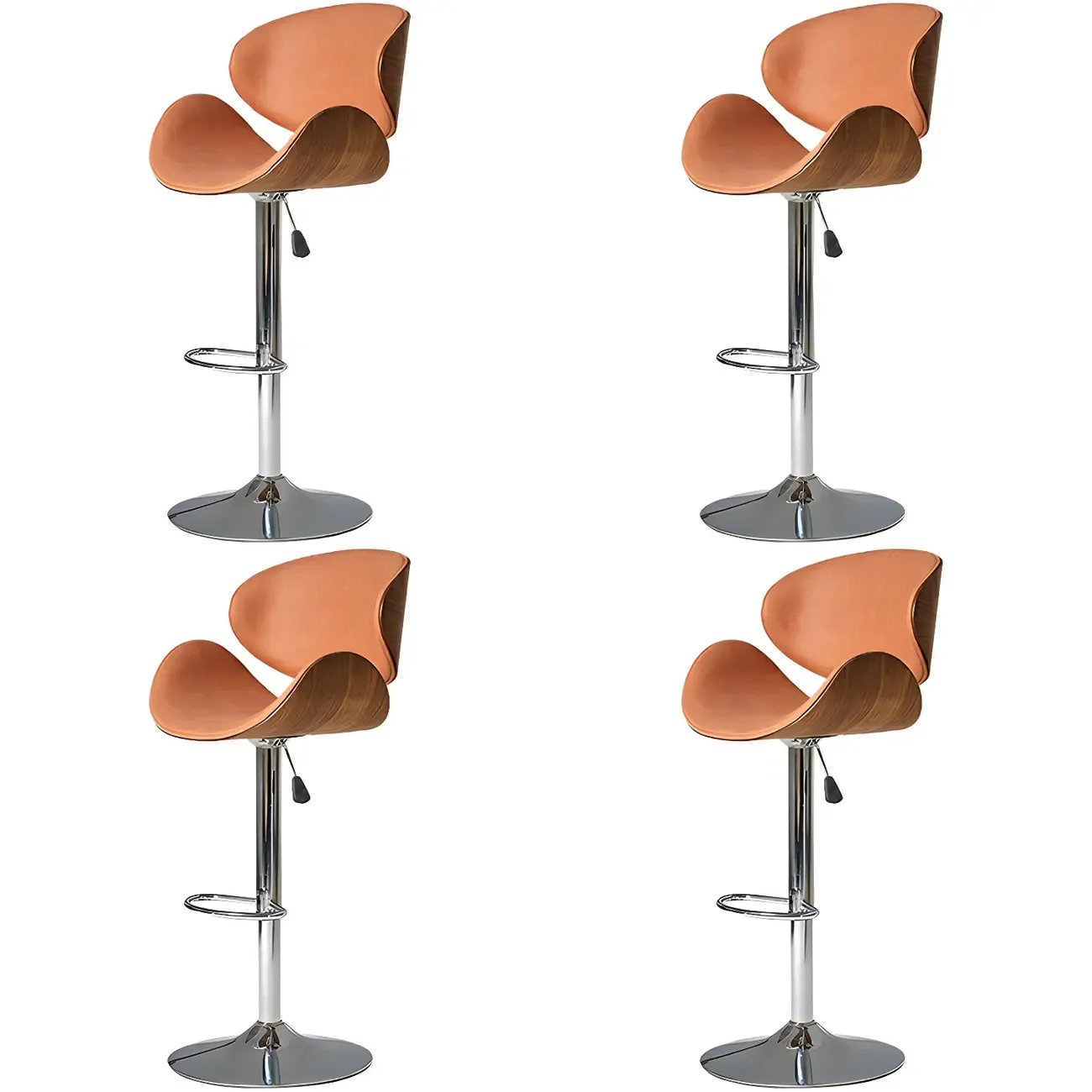 Glam Brown Leather Adjustable Bar Stools with Cushion for Home Image - 7