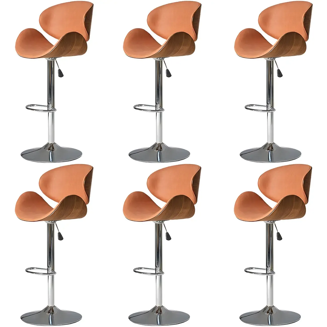 Glam Brown Leather Adjustable Bar Stools with Cushion for Home Image - 8