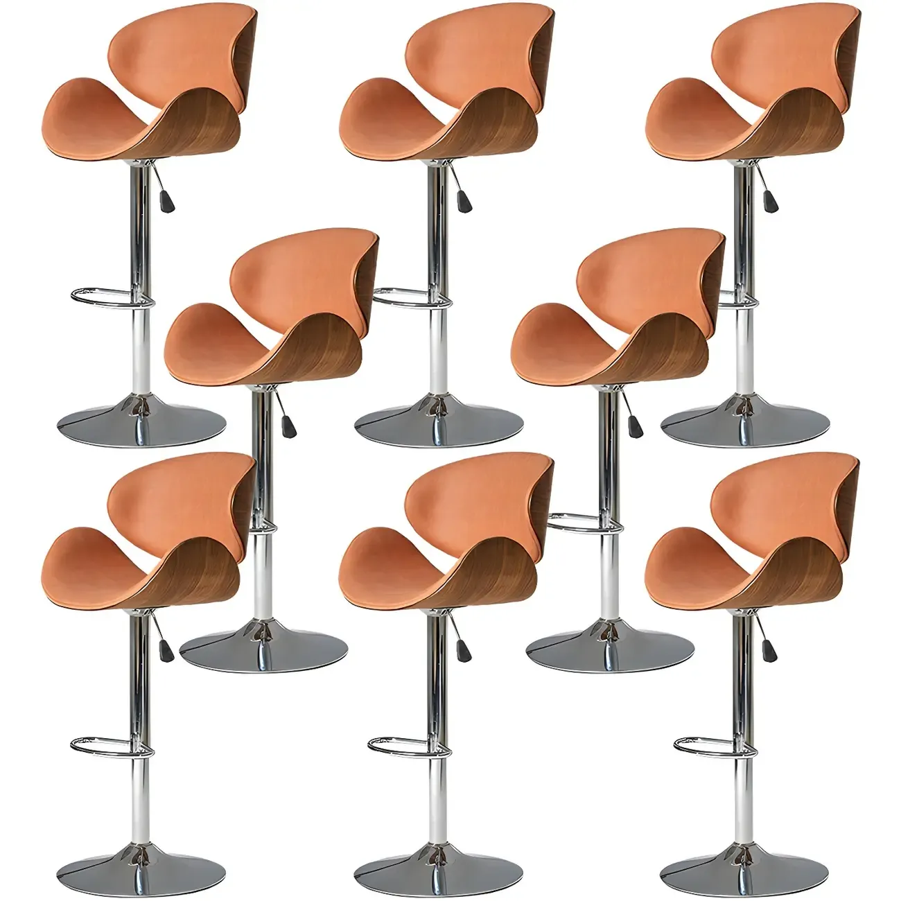 Glam Brown Leather Adjustable Bar Stools with Cushion for Home Image - 10