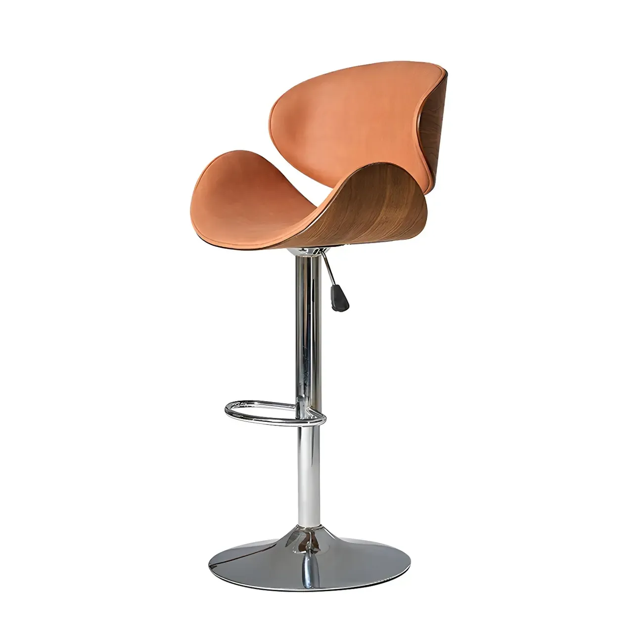 Glam Brown Leather Adjustable Bar Stools with Cushion for Home Image - 11
