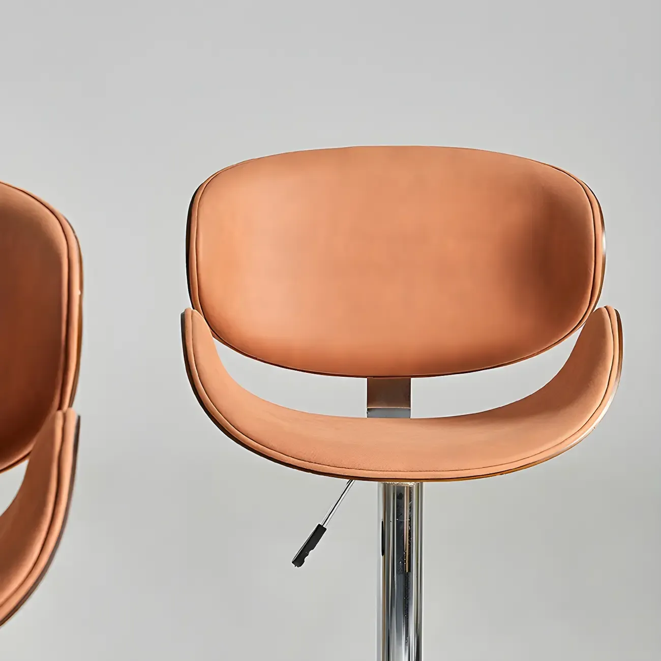 Glam Brown Leather Adjustable Bar Stools with Cushion for Home Image - 12