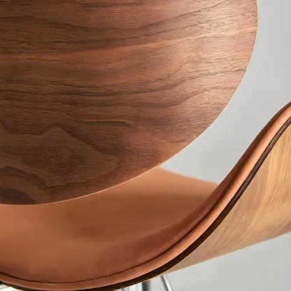Glam Brown Leather Adjustable Bar Stools with Cushion for Home Image - 14