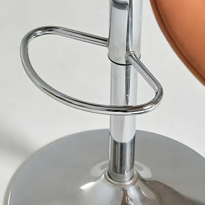 Glam Brown Leather Adjustable Bar Stools with Cushion for Home Image - 15