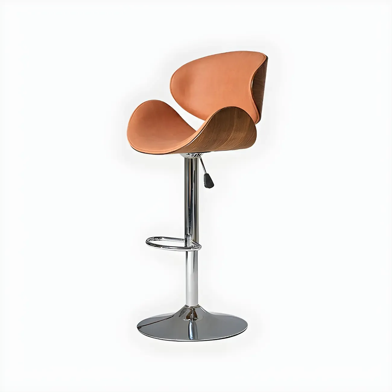 Glam Brown Leather Adjustable Bar Stools with Cushion for Home Image - 16
