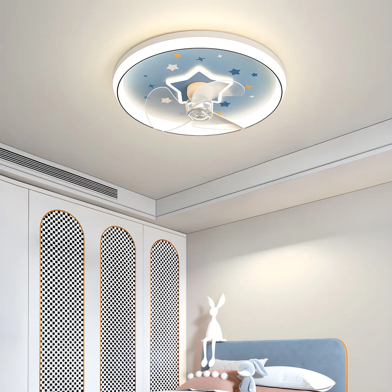 Kids Room Shining Star Flush Ceiling Fan with Light Image - 2 | homeyfad