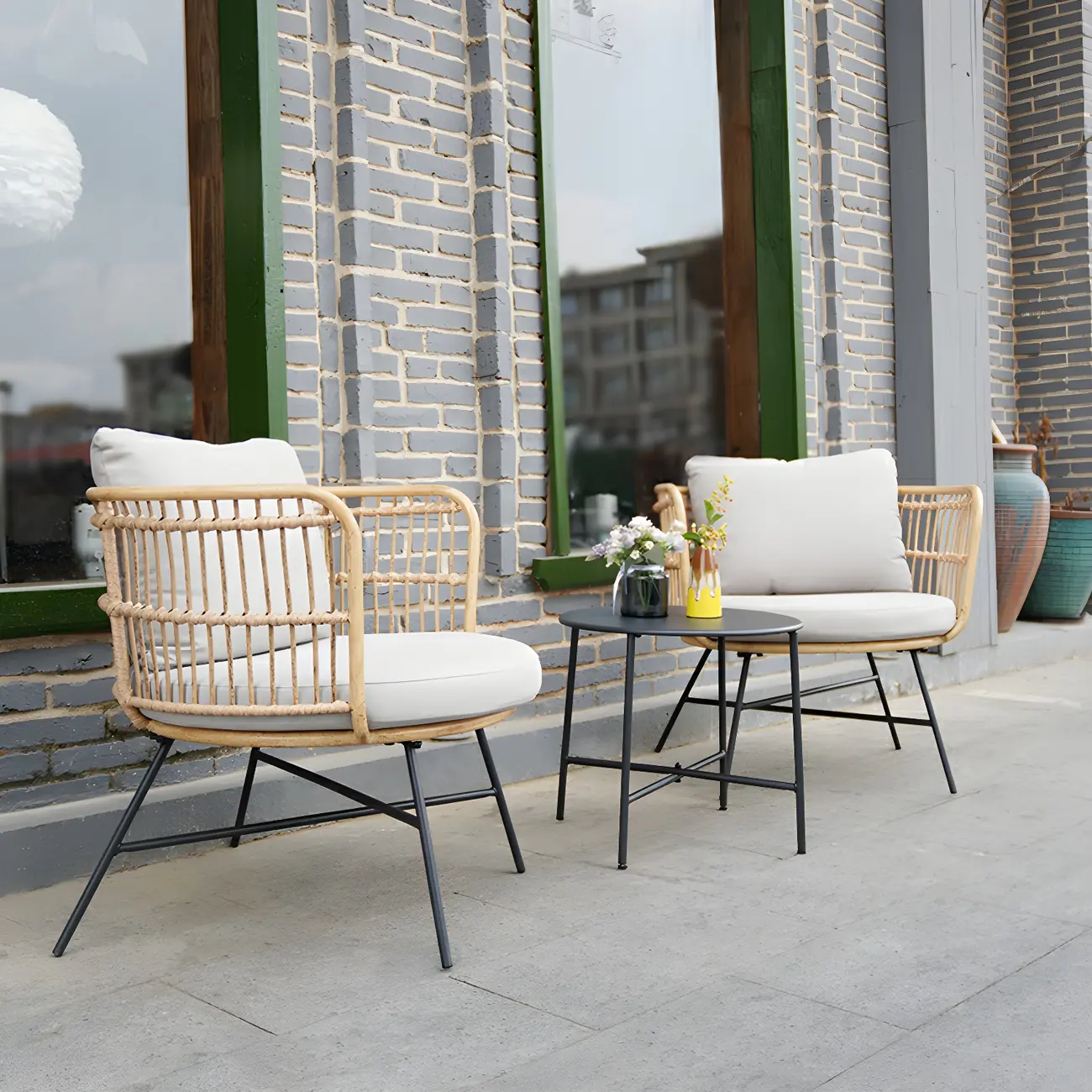5 Piece Set Stackable Metal Patio Dining Set Image - 1 | homeyfad