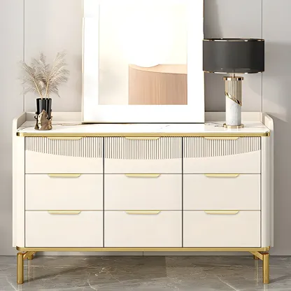 Minimalist White Wooden Dresser with Soft Close Drawers Image - 2