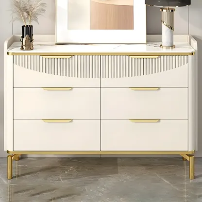 Minimalist White Wooden Dresser with Soft Close Drawers Image - 3