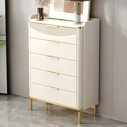 Minimalist White Wooden Dresser with Soft Close Drawers Image - 5