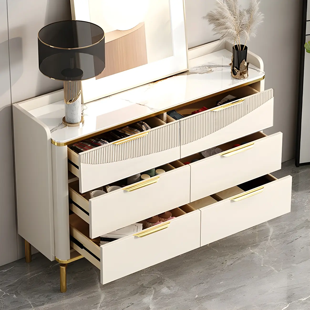 Minimalist White Wooden Dresser with Soft Close Drawers Image - 4 | homeyfad