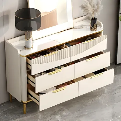 Minimalist White Wooden Dresser with Soft Close Drawers Image - 4