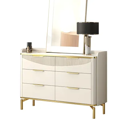Minimalist White Wooden Dresser with Soft Close Drawers Image - 6