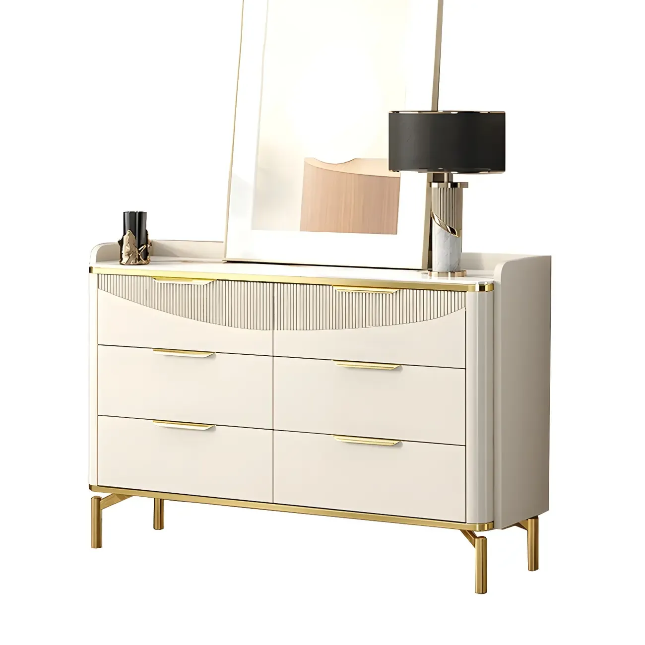 Minimalist White Wooden Dresser with Soft Close Drawers Image - 7