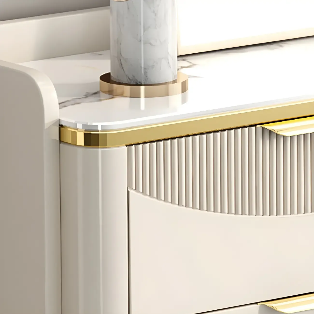 Minimalist White Wooden Dresser with Soft Close Drawers Image - 9
