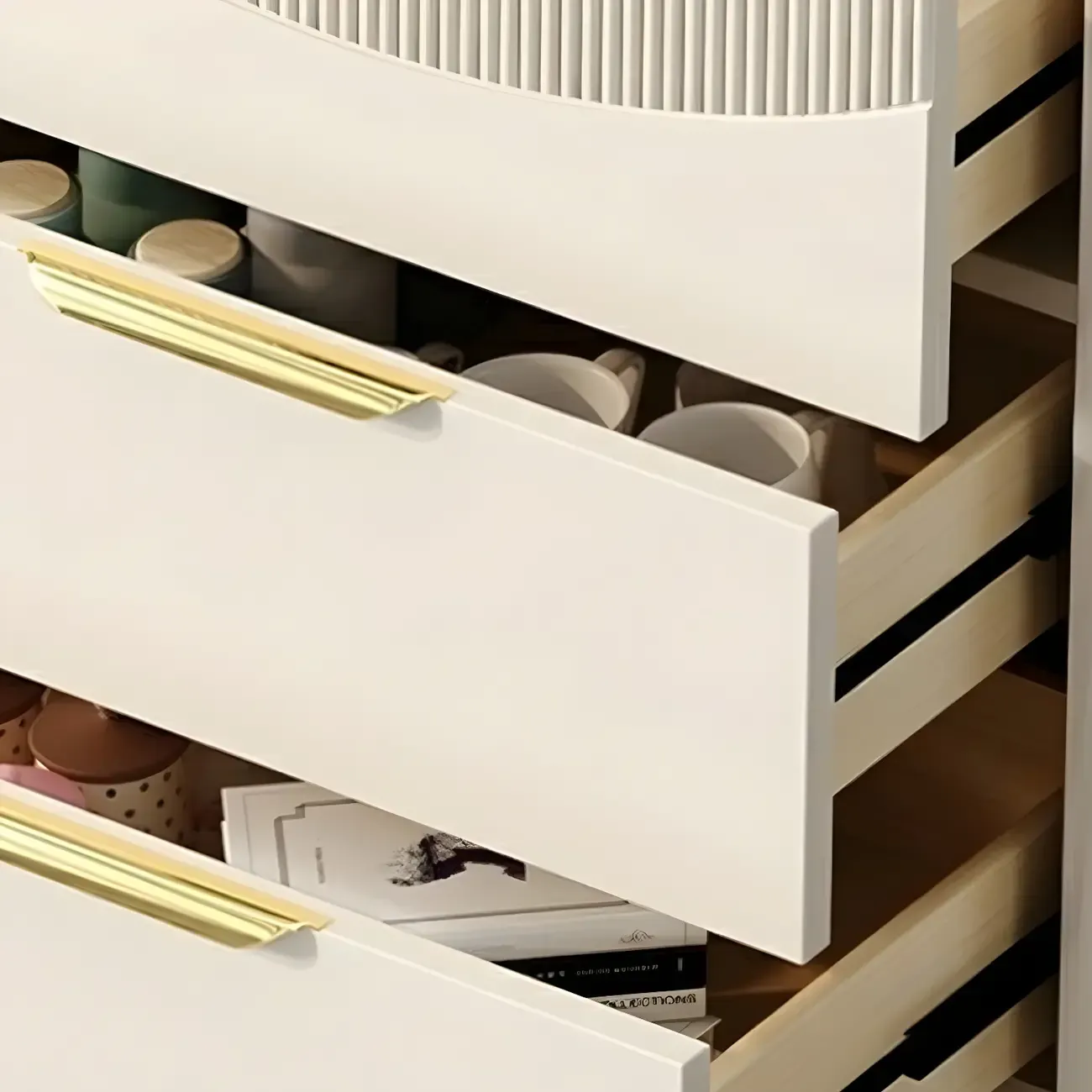 Minimalist White Wooden Dresser with Soft Close Drawers Image - 10