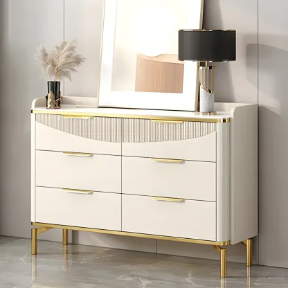 Minimalist White Wooden Dresser with Soft Close Drawers Image - 1